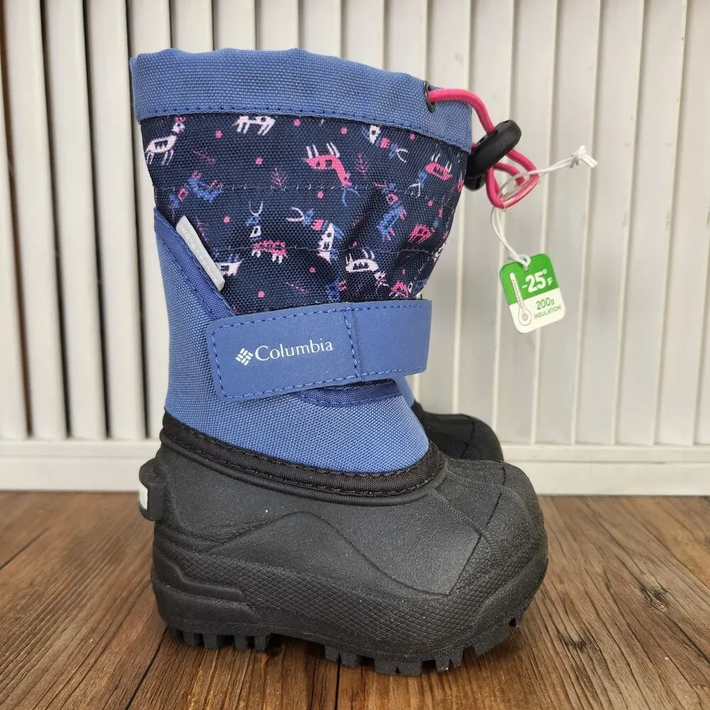 Columbia Toddler Powderbug Plus II Deer Print Size 4 Insulated Winter Snow Boots